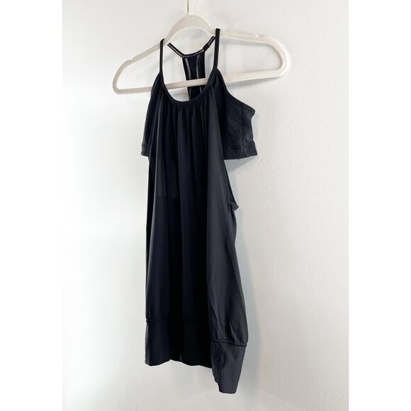 Lululemon No Limits Sleeveless Mesh Long Tank Top with Shelf Bra Black 4 - Picture 8 of 11